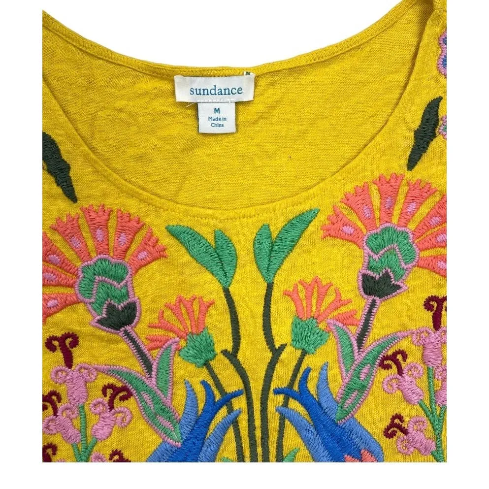 Sundance Sintra Dreams Embroidered Chemise Dress Linen Size M