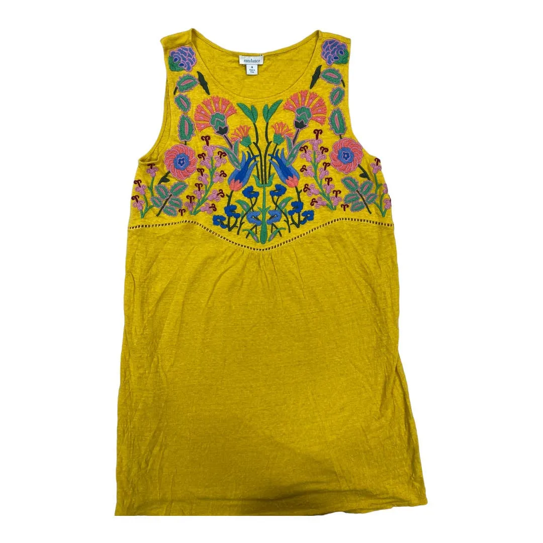 Sundance Sintra Dreams Embroidered Chemise Dress Linen Size M