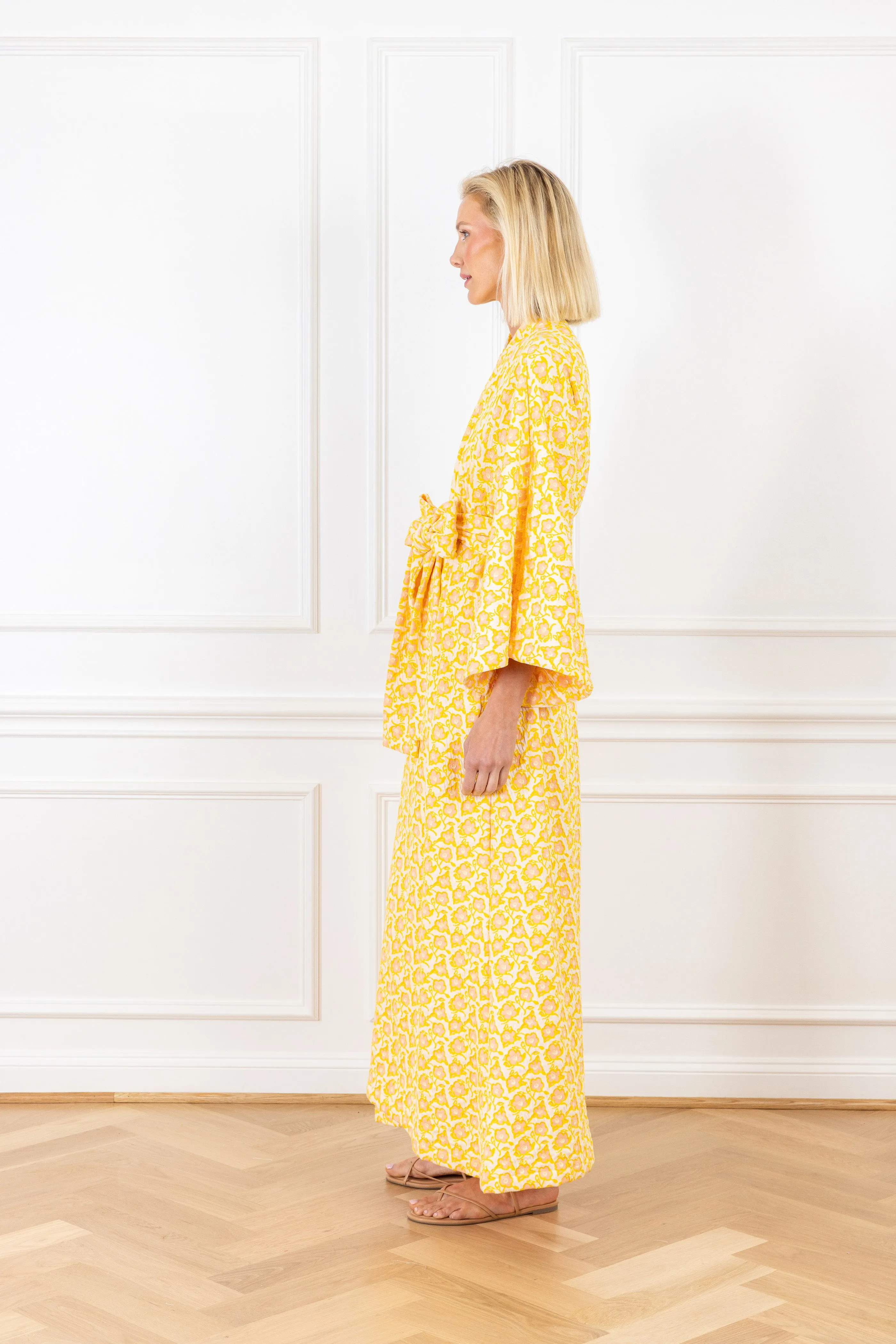 Sunset Daisy Knit Maxi Wrap Dress