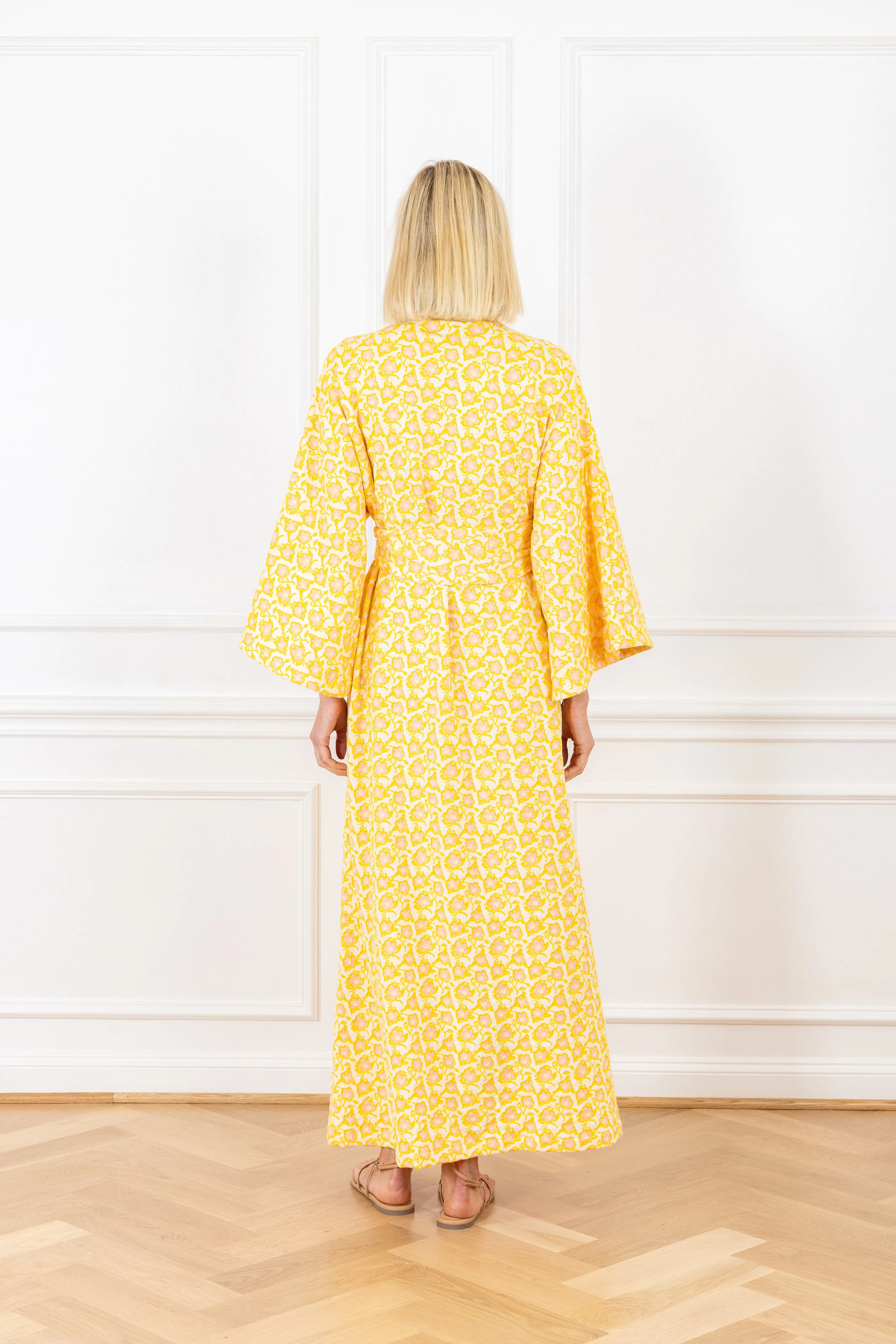 Sunset Daisy Knit Maxi Wrap Dress