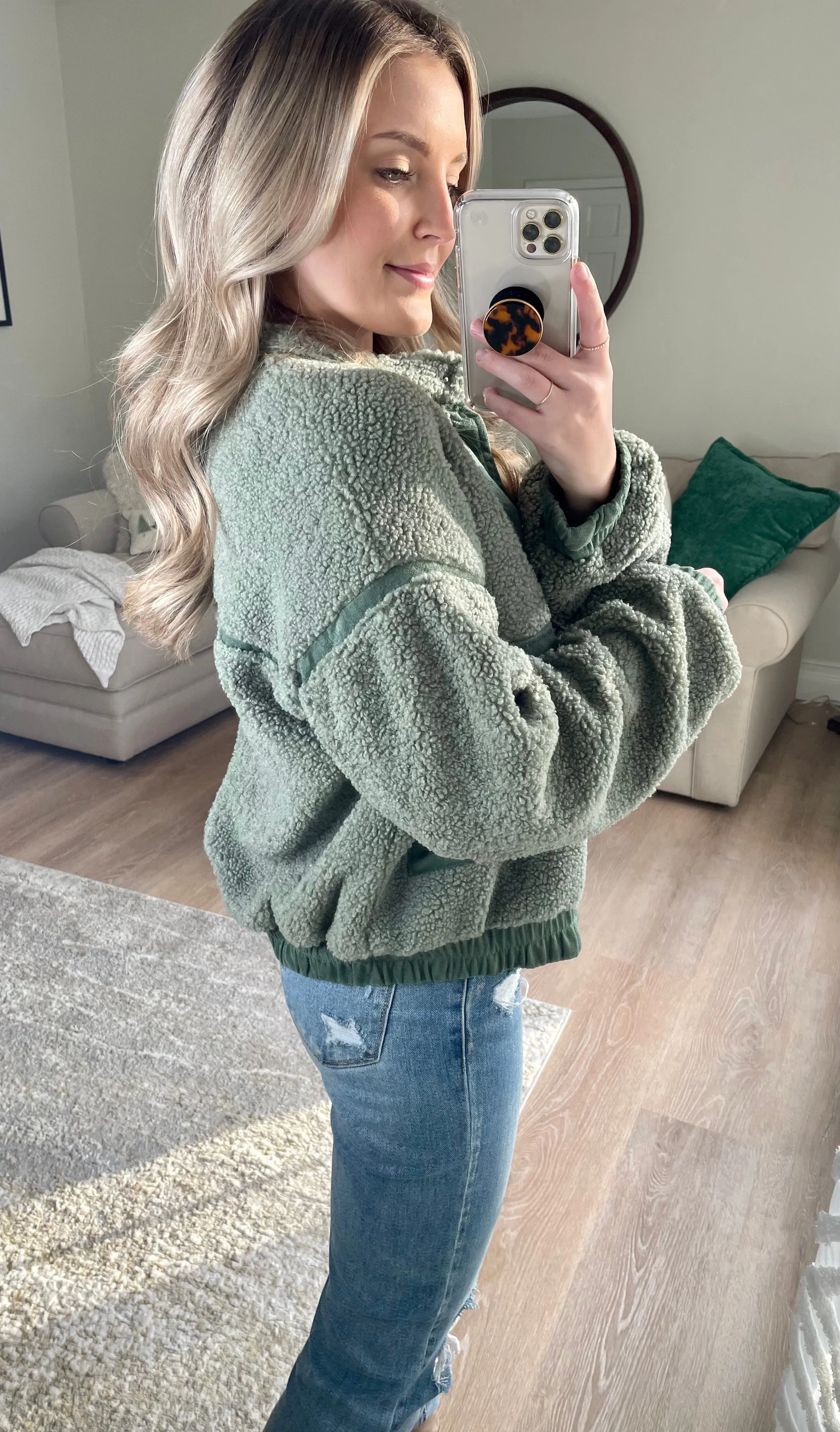 Teddy Suede Bomber Jacket
