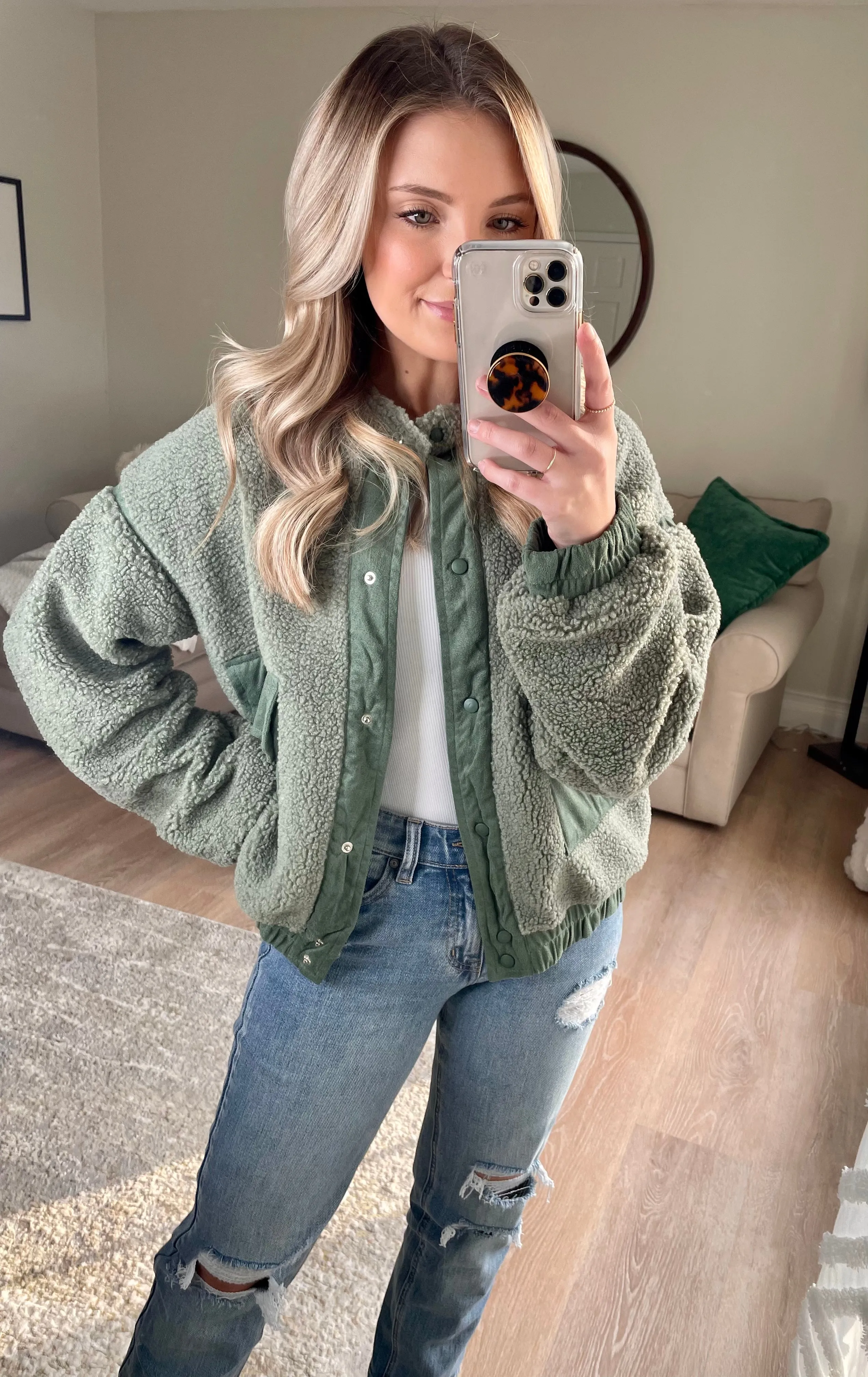 Teddy Suede Bomber Jacket
