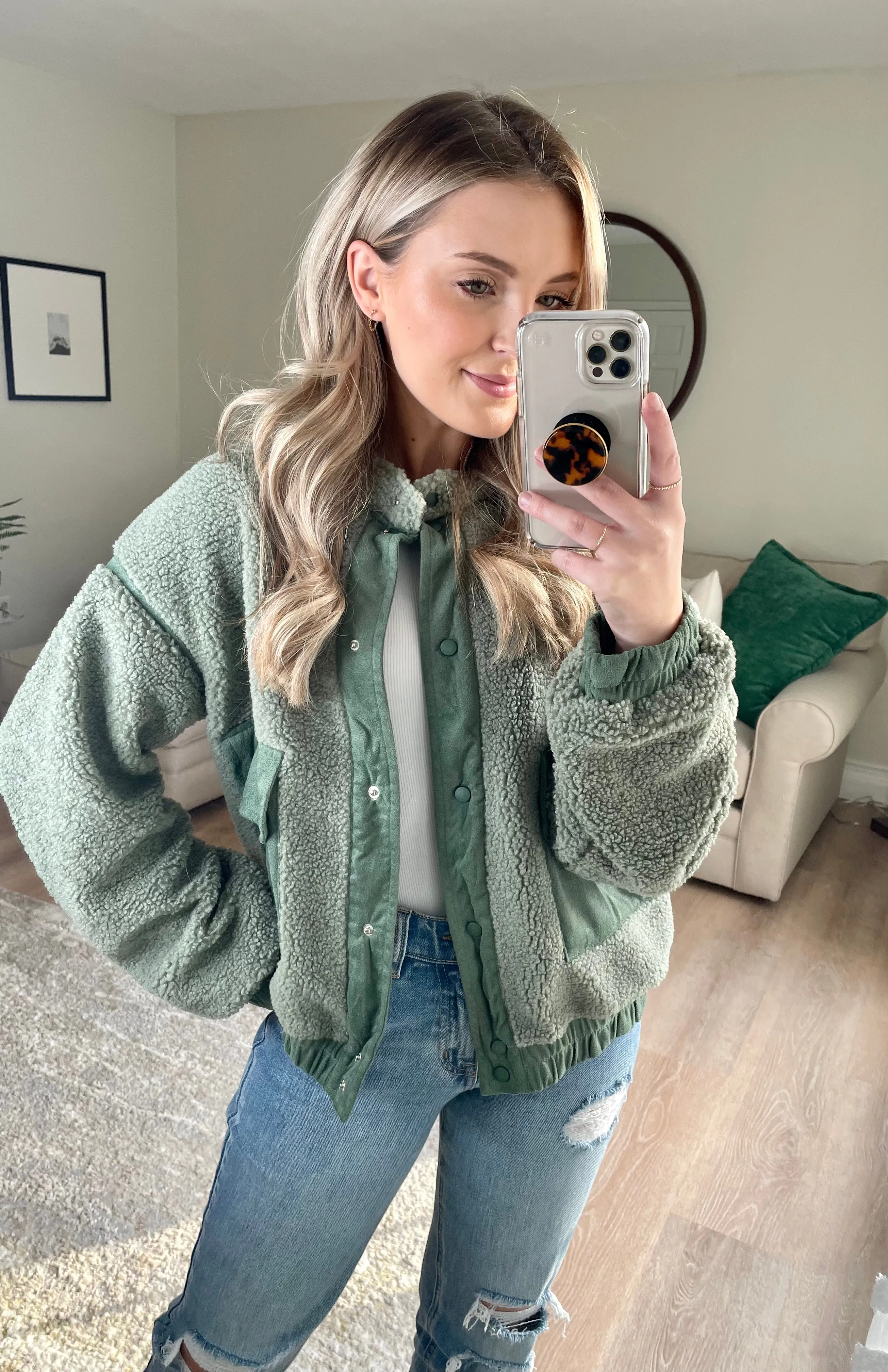 Teddy Suede Bomber Jacket