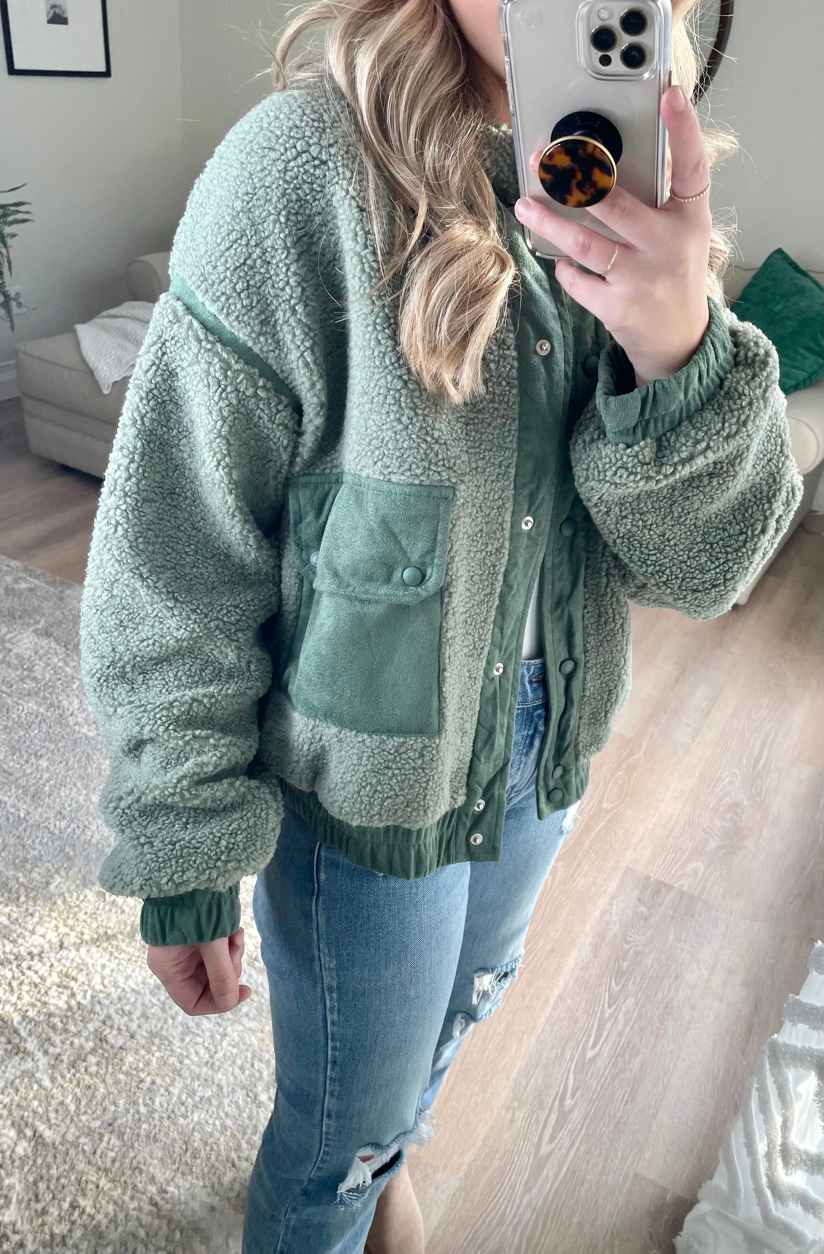 Teddy Suede Bomber Jacket