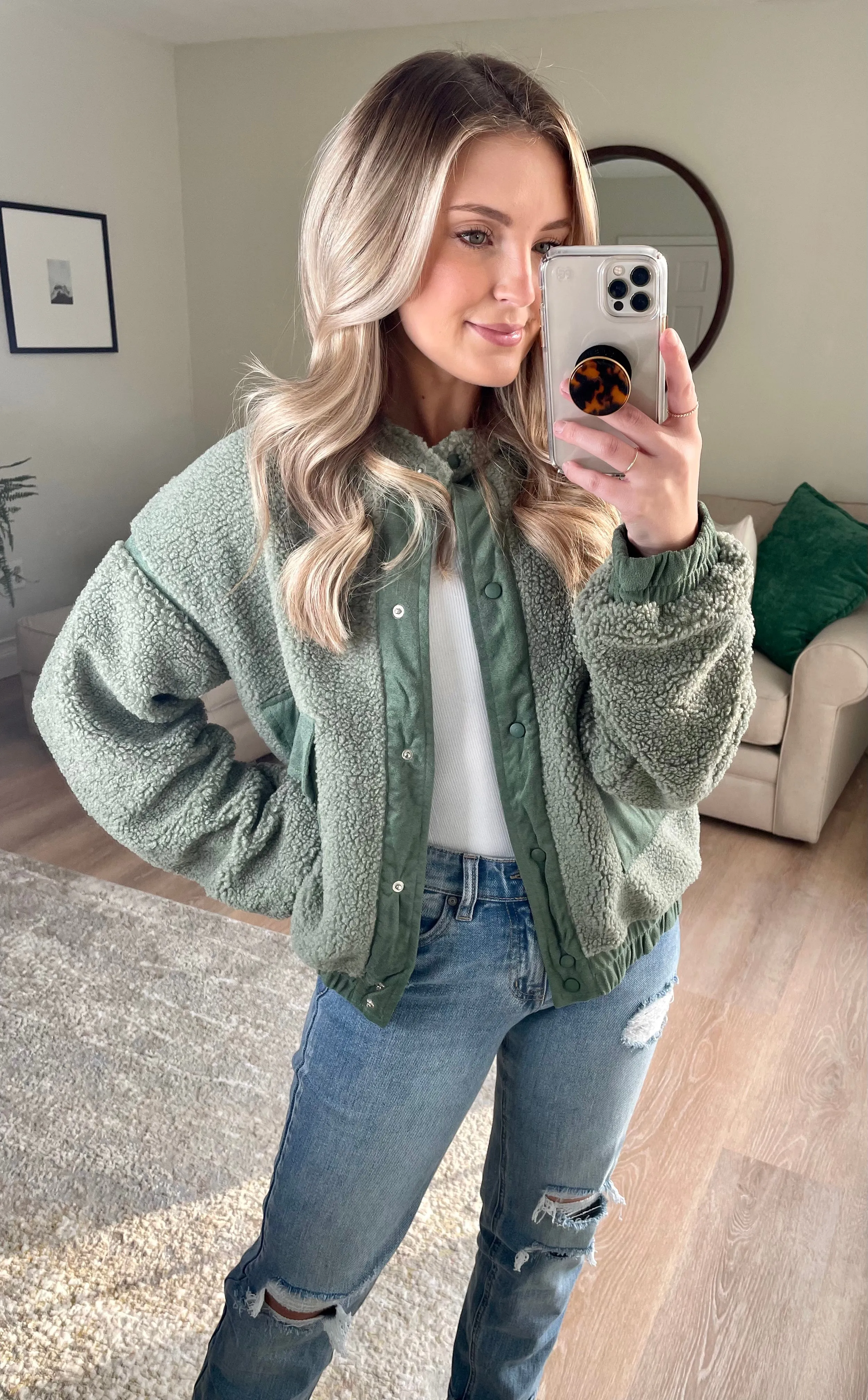 Teddy Suede Bomber Jacket