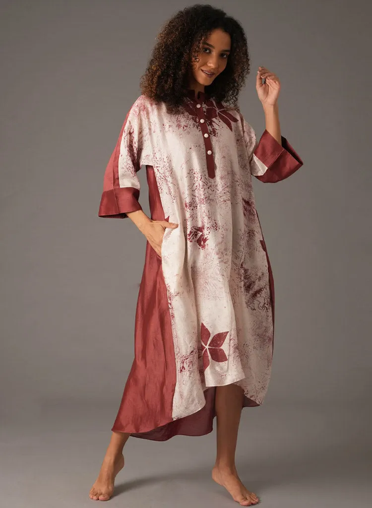 Textured Gather Collar Dress