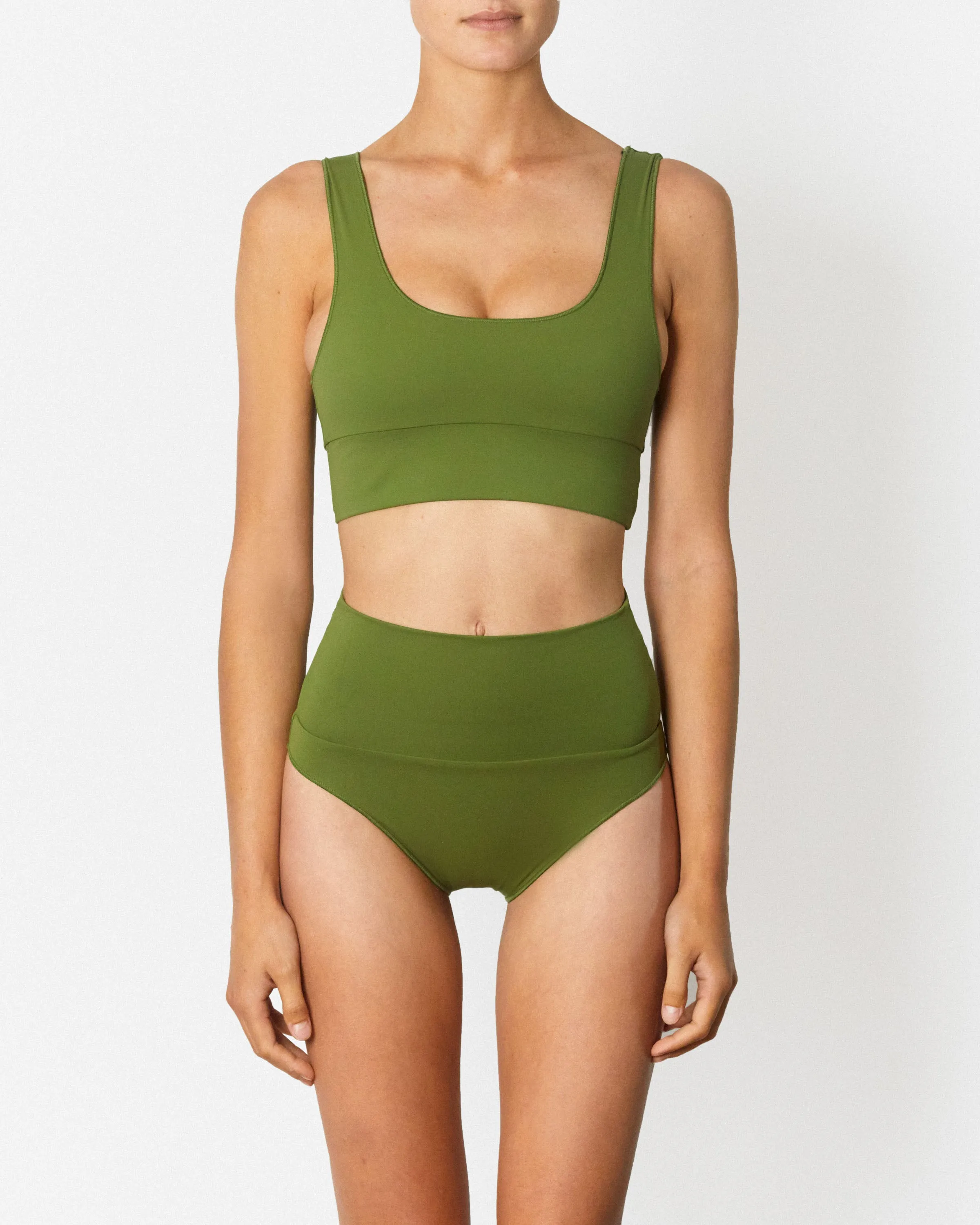 The Contour Crop Top - Pesto