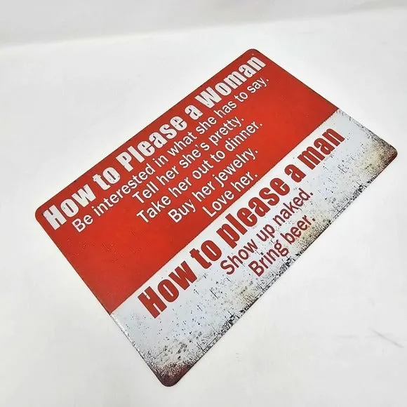 Vintage Metal Sign | Indoor/Outdoor | How To Please A Woman White, Red