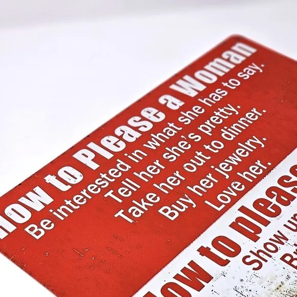 Vintage Metal Sign | Indoor/Outdoor | How To Please A Woman White, Red