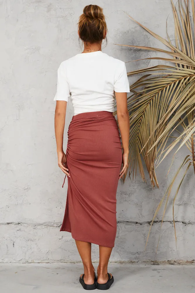 Whispers At Dusk Maxi Skirt Wine
