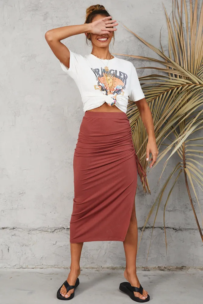 Whispers At Dusk Maxi Skirt Wine