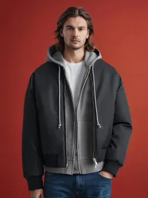 ZR Men's Double Zip Black Bomber Jacket